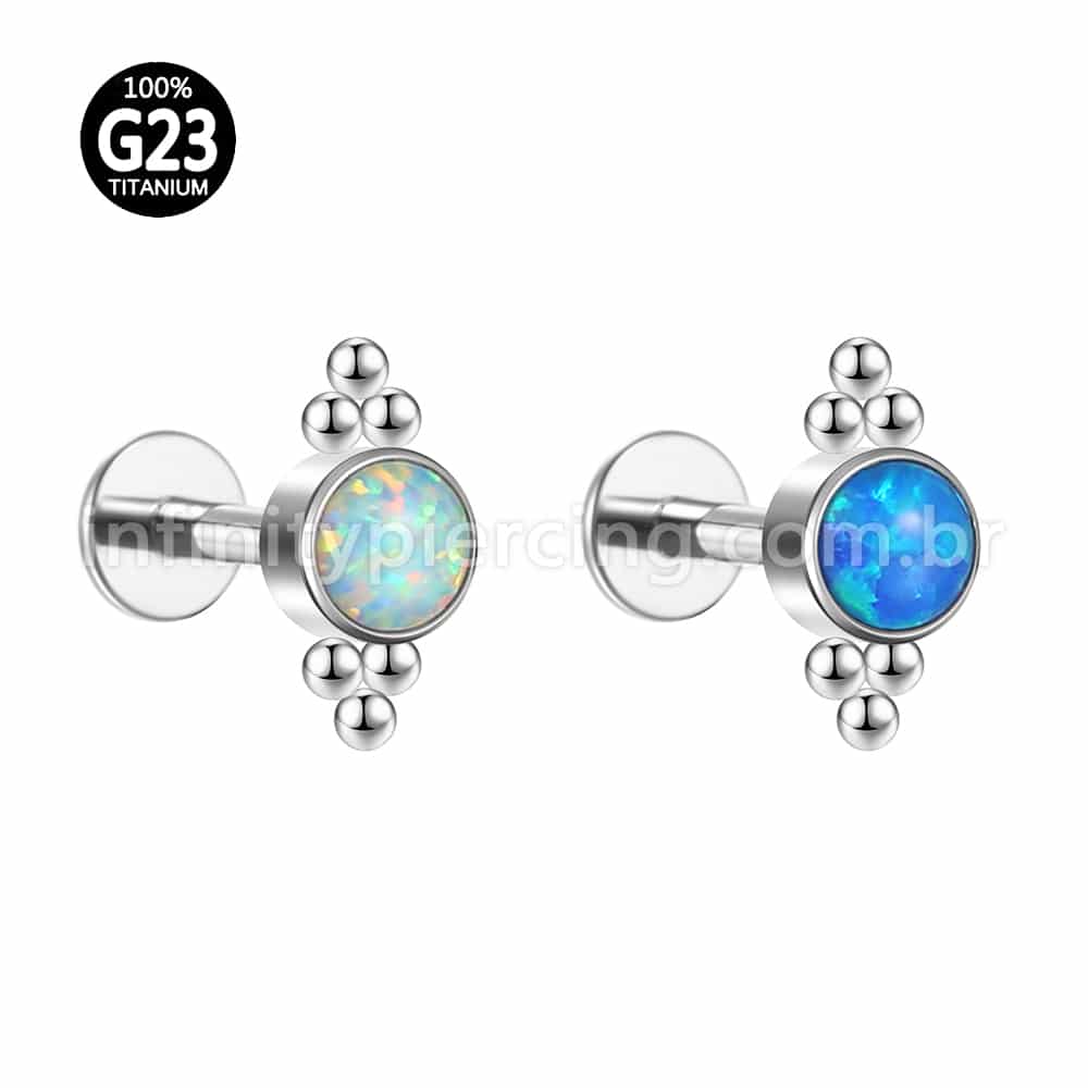 Piercing Labret Push Pin Titânio Indiano Zircônia
